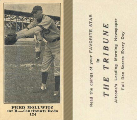 1916 Altoona Tribune Fred Mollwitz #124 Baseball Card