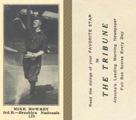 1916 Altoona Tribune Mike Mowrey #129 Baseball Card