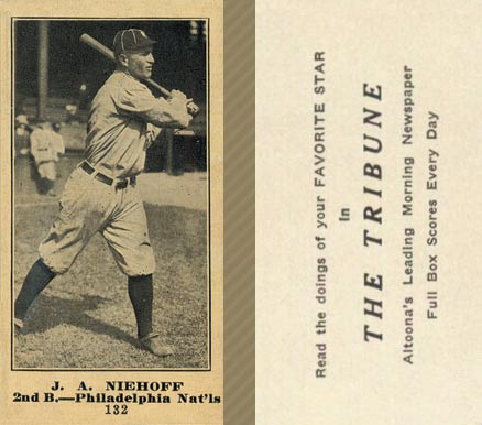 1916 Altoona Tribune J. A. Niehoff #132 Baseball Card