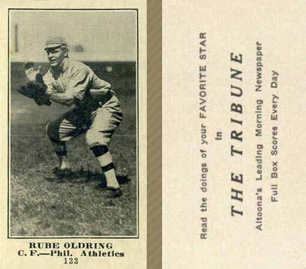 1916 Altoona Tribune Rube Oldring #133 Baseball Card