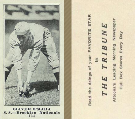 1916 Altoona Tribune Oliver O'Mara #134 Baseball Card