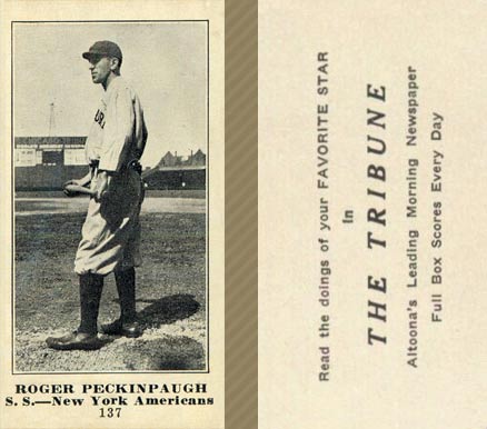1916 Altoona Tribune Roger Peckinpaugh #137 Baseball Card