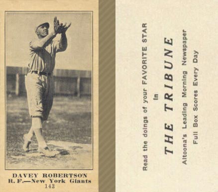 1916 Altoona Tribune Davey Robertson #143 Baseball Card