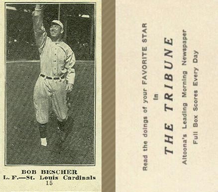 1916 Altoona Tribune Bob Bescher #15 Baseball Card