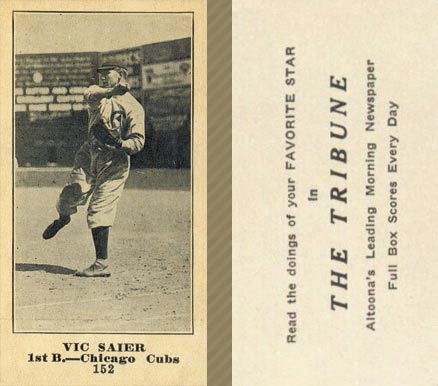 1916 Altoona Tribune Vic Saier #152 Baseball Card