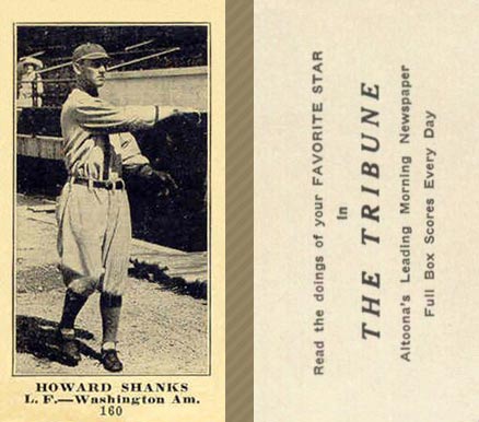 1916 Altoona Tribune Howard Shanks #160 Baseball Card
