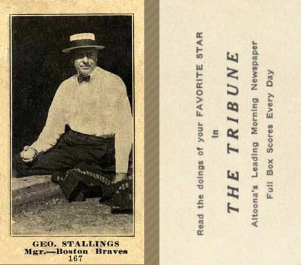 1916 Altoona Tribune Geo. Stallings #167 Baseball Card