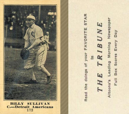 1916 Altoona Tribune Billy Sullivan #172 Baseball Card