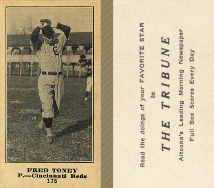 1916 Altoona Tribune Fred Toney #175 Baseball Card