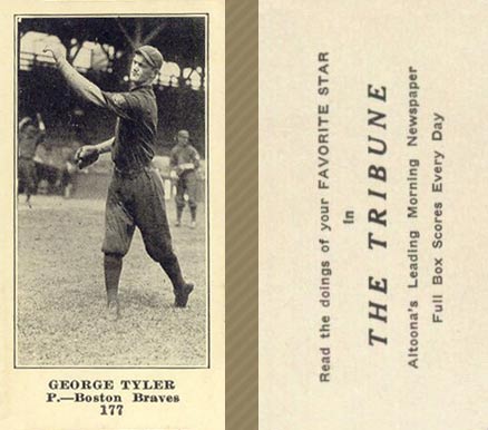 1916 Altoona Tribune George Tyler #177 Baseball Card