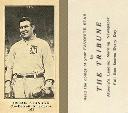1916 Altoona Tribune Oscar Stanage #168_Port  	 Baseball Card