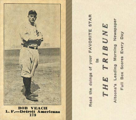 1916 Altoona Tribune Bob Veach #179 Baseball Card