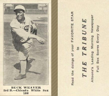 1916 Altoona Tribune Buck Weaver #186 Baseball Card