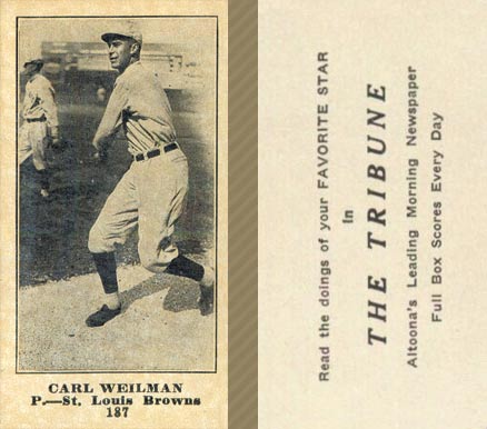 1916 Altoona Tribune Carl Weilman #187 Baseball Card