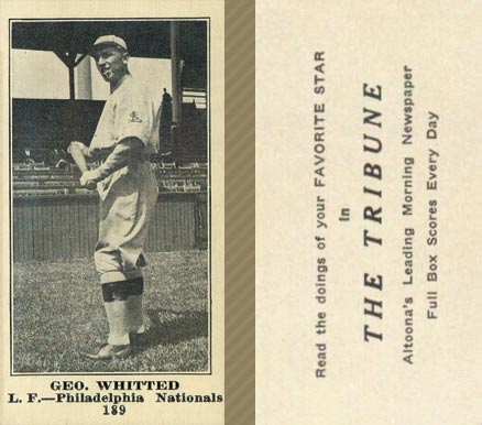 1916 Altoona Tribune Geo. Whitted #189 Baseball Card