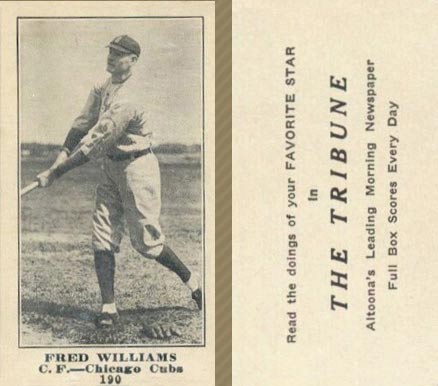 1916 Altoona Tribune Fred Williams #190 Baseball Card