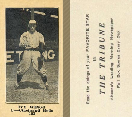 1916 Altoona Tribune Ivy Wingo #193 Baseball Card