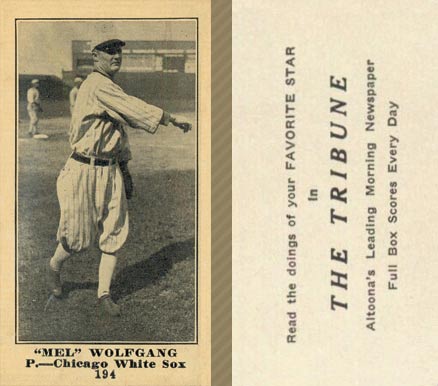 1916 Altoona Tribune Mel Wolfgang #194 Baseball Card