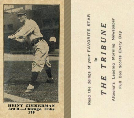 1916 Altoona Tribune Heiny Zimmerman #199 Baseball Card