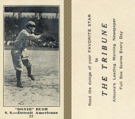 1916 Altoona Tribune Donie Bush #22 Baseball Card