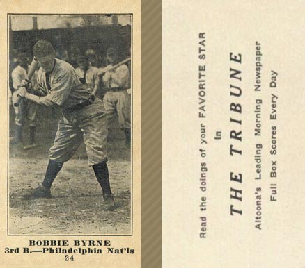 1916 Altoona Tribune Bobbie Byrne #24 Baseball Card