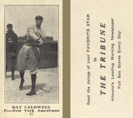1916 Altoona Tribune Ray Caldwell #27 Baseball Card