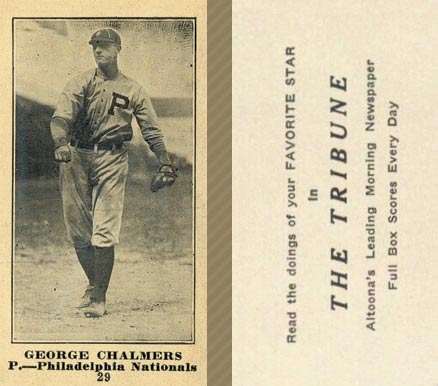 1916 Altoona Tribune George Chalmers #29 Baseball Card
