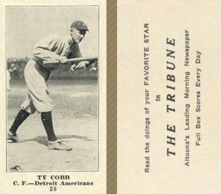 1916 Altoona Tribune Ty Cobb #38 Baseball Card