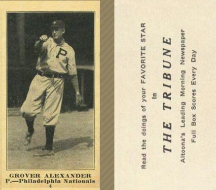 1916 Altoona Tribune Grover Alexander #4 Baseball Card
