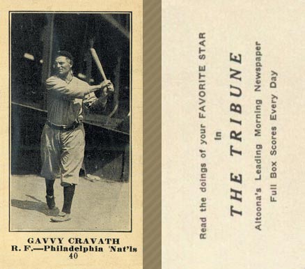 1916 Altoona Tribune Gavvy Cravath #40 Baseball Card