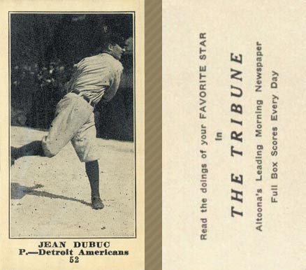 1916 Altoona Tribune Jean Dubuc #52 Baseball Card
