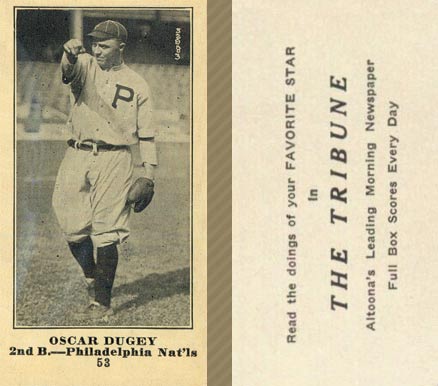 1916 Altoona Tribune Oscar Dugey #53 Baseball Card