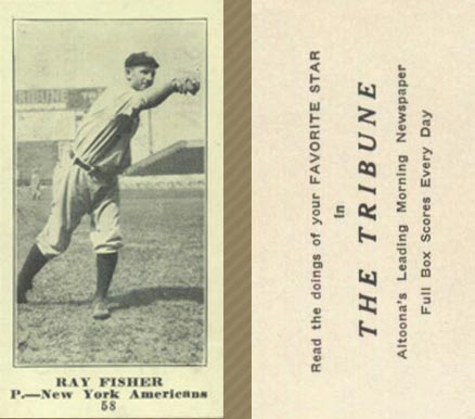 1916 Altoona Tribune Ray Fisher #58 Baseball Card
