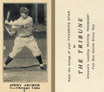 1916 Altoona Tribune Jimmy Archer #6 Baseball Card