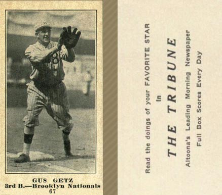 1916 Altoona Tribune Gus Getz #67 Baseball Card