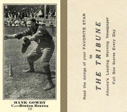 1916 Altoona Tribune Hank Gowdy #70 Baseball Card
