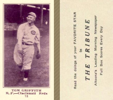 1916 Altoona Tribune Tom Griffith #73 Baseball Card