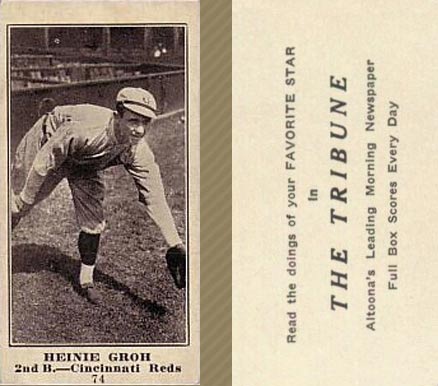 1916 Altoona Tribune Heinie Groh #74 Baseball Card