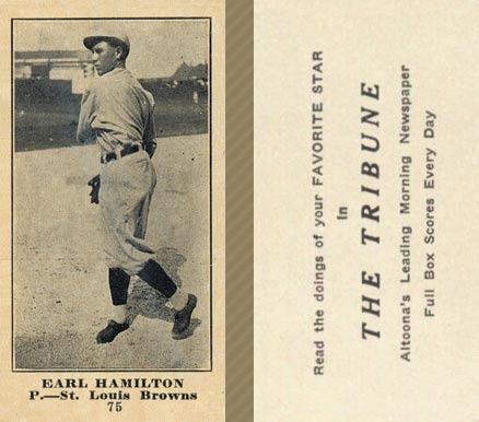 1916 Altoona Tribune Earl Hamilton #75 Baseball Card