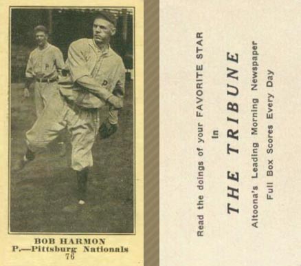 1916 Altoona Tribune Bob Harmon #76 Baseball Card