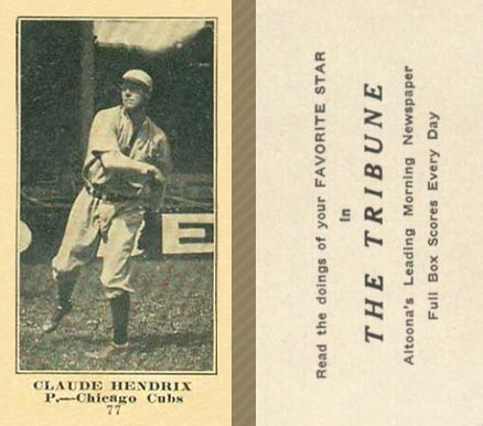 1916 Altoona Tribune Roy Hartzell #77 Baseball Card