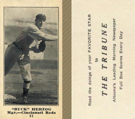 1916 Altoona Tribune Buck Herzog #81 Baseball Card