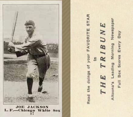 1916 Altoona Tribune Joe Jackson #87 Baseball Card