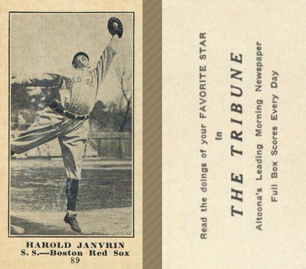 1916 Altoona Tribune Harold Janvrin #89 Baseball Card