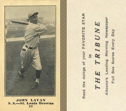 1916 Altoona Tribune John Lavan #99 Baseball Card