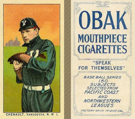 1910 Obak Chenault. Vancouver. N.W.L. # Baseball Card