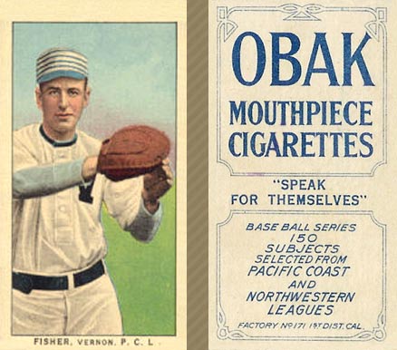 1910 Obak Fisher. Vernon. P.C.L. # Baseball Card
