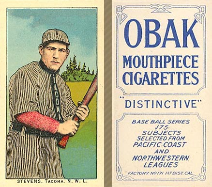 1910 Obak Stevens. Tacoma. N.W.L. # Baseball Card