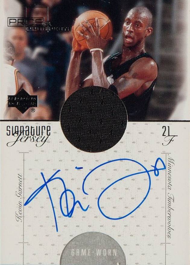 2000 Upper Deck Pros & Prospects Signature Jerseys Kevin Garnett #KG Basketball Card