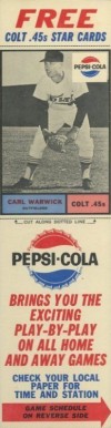 1963 Pepsi-Cola Colt .45's Carl Warwick # Baseball Card